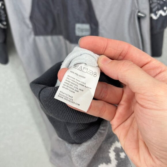 Tipsy Elves Moose Jumpsuit Size M Black Gray One Piece Lounger Zip Up Hood NEW - Picture 9 of 15